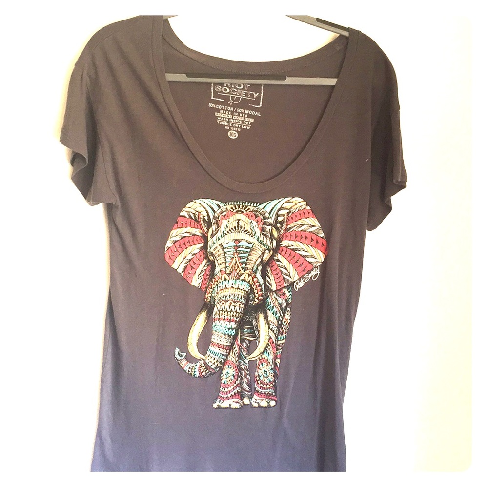 Gray Swoop Neck Tee